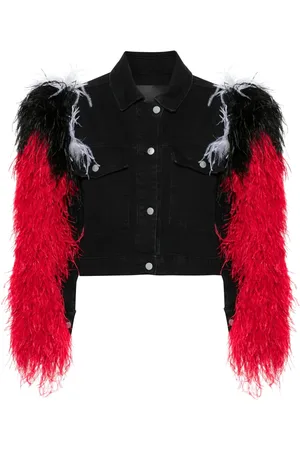 LOULOU Veste en jean à détails de plumes