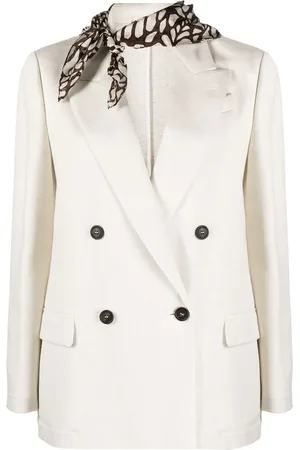 Brunello Cucinelli Blazer croisé à détail de foulard