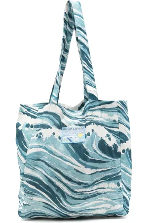 Maison Kitsuné Sac cabas en lin à motif abstrait