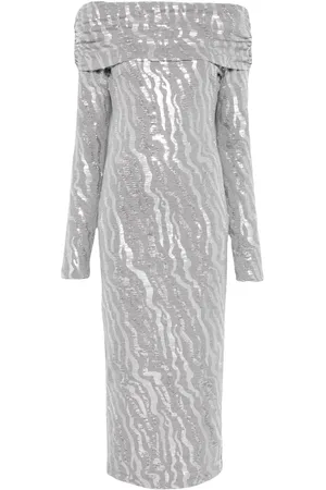 ROTATE Robe mi-longue à sequins