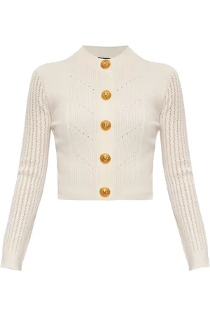 Balmain Cardigan en maille nervurée à coupe crop