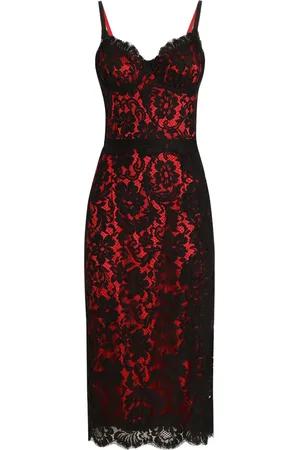 Dolce & Gabbana Robe mi-longue à fleurs en dentelle