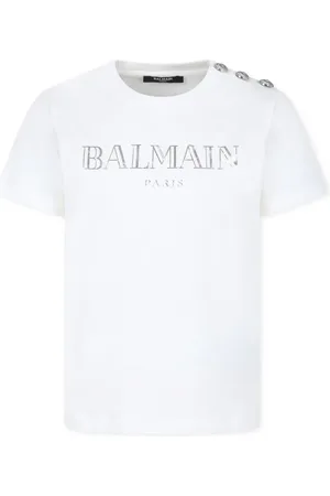 Balmain T-shirt en coton biologique à logo imprimé