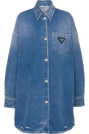Prada Chemise en jean à logo triangle