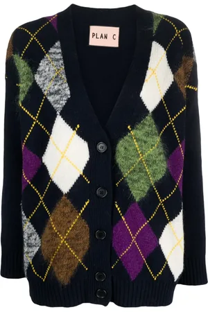 Plan C Cardigan en maille intarsia