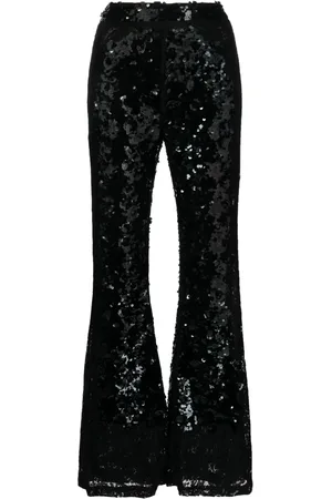 Cynthia Rowley Pantalon orné de sequins à taille haute