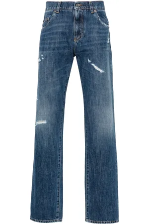 Dolce & Gabbana Jean droit à effet usé