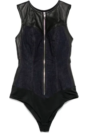 MITILIANE COUTURE Body en jean à empiècements en cuir
