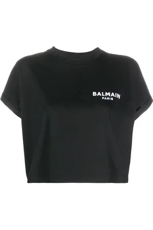 Balmain T-shirt crop à logo brodé