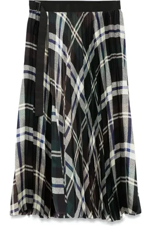 SACAI Jupe mi-longue à carreaux