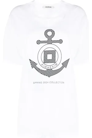 KIMHEKIM T-shirt en coton mélangé à imprimé ancre