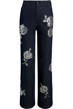 Cinq A Sept Jean ample à fleurs brodées