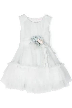 Mimilù Robe volantée à appliques fleurs