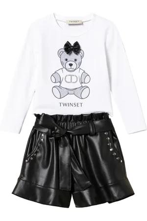 Twin-Set T-shirt et short volantés à logo imprimé