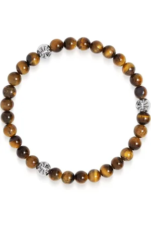 Nialaya Bracelet à perles en œil de tigre et diamant 6 mm