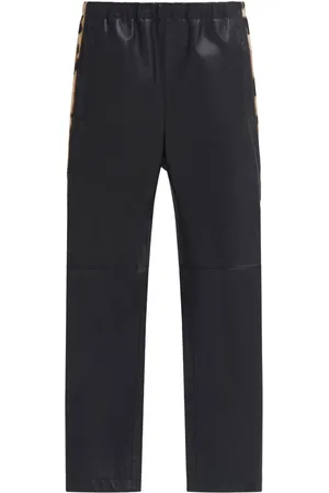 Marni Pantalon en cuir à bande léopard