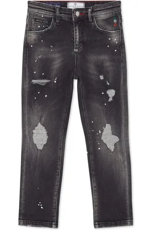 Philipp Plein Jean droit à effet usé