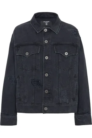 Balmain Veste en jean à effet usé