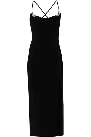 MUGLER Robe mi-longue à détails métallisés