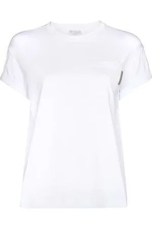Brunello Cucinelli T-shirt en coton à ornements métalliques