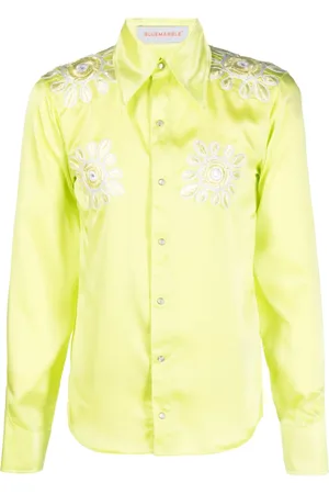 Bluemarble Chemise en satin à fleurs brodées
