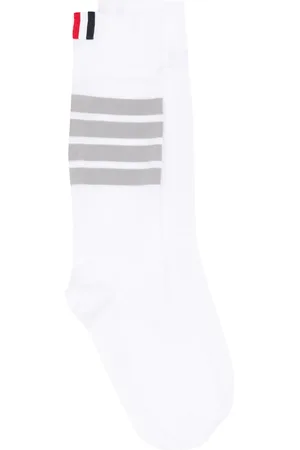 Thom Browne Mid Calf Socks In Lightweight Cotton With 4 Bar Stripe