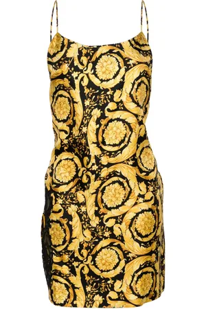 VERSACE Robe-nuisette en soie à imprimé Barocco