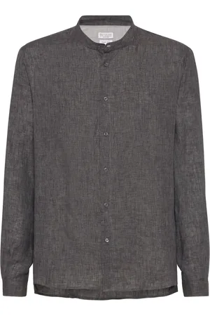 Brunello Cucinelli Chemise en lin biologique à col officier