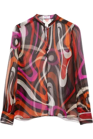 Puccini Blouse en soie à imprimé ondulé