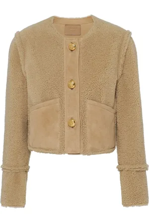 Prada Veste en peau lainée à coupe crop