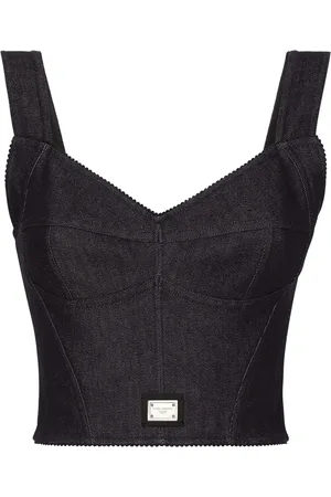 Dolce & Gabbana Haut corset en jean à étiquette logo