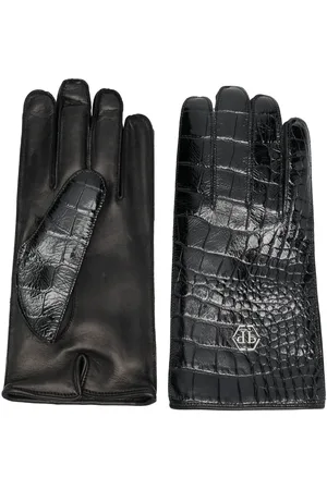 Philipp Plein Gants en cuir à effet peau de crocodile