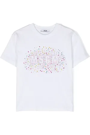 Msgm T-shirt en coton à logo strassé