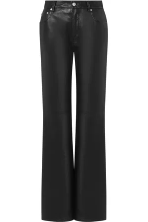Moschino Pantalon en cuir à coupe évasée