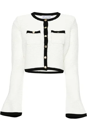 Self-Portrait Cardigan crop en maille pointelle