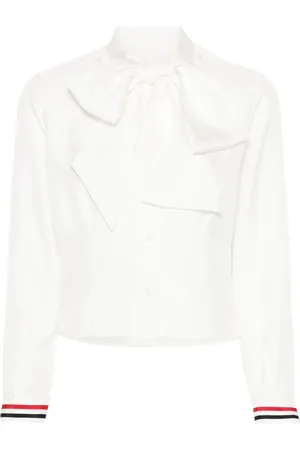 Thom Browne Chemise en soie à bande tricolore
