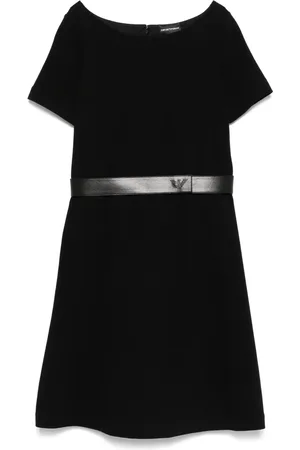 Emporio Armani Robe courte en jersey Ottoman à taille ceinturée