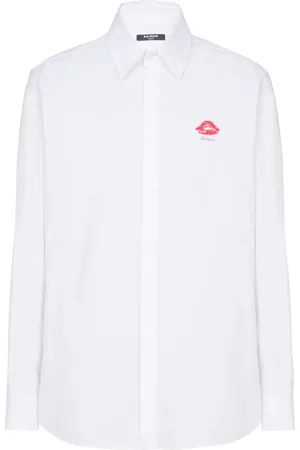 Balmain Chemise en popeline à logo Kiss imprimé