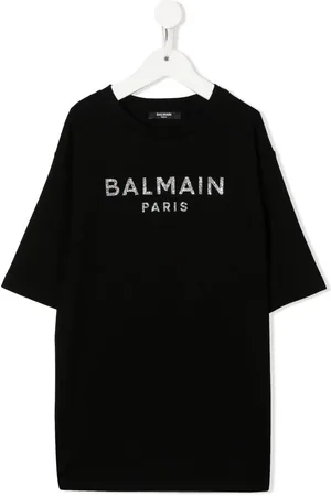 Balmain T-shirt à logo orné de cristaux