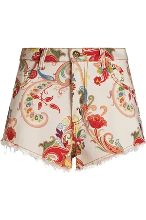 Etro Short en jean à imprimé cachemire