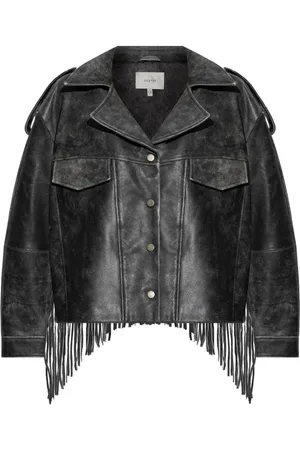 Gestuz Veste en cuir à franges