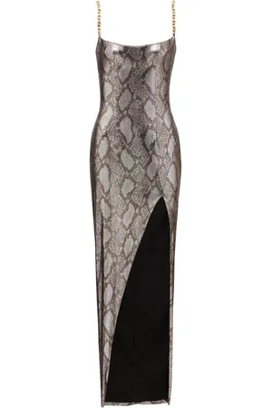 Balmain Robe longue à imprimé peau de python