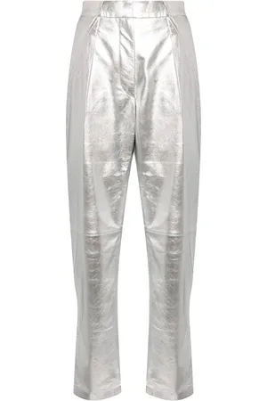 IRO Pantalon fuselé en cuir métallisé