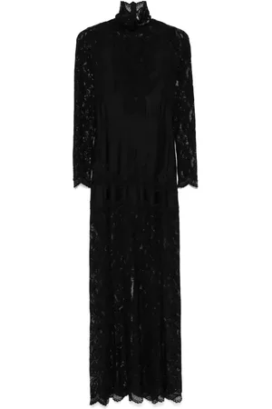 Paco rabanne Robe longue à dentelle fleurie appliquée
