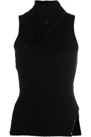 Courrèges Débardeur nervuré à logo brodé
