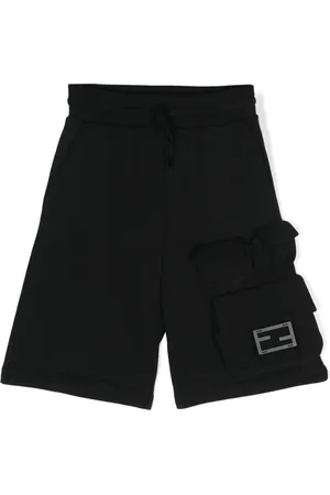 Fendi Short en coton à plaque logo