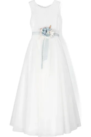 Mimilù Robe longue à fleurs appliquées