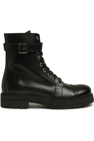 Balmain Bottines en cuir à plaque logo