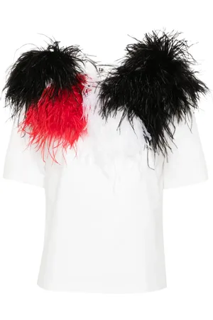 LOULOU T-shirt à détails de plumes