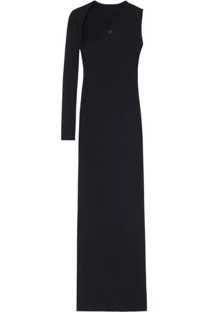 Courrèges Robe en maille nervurée à coupe longue